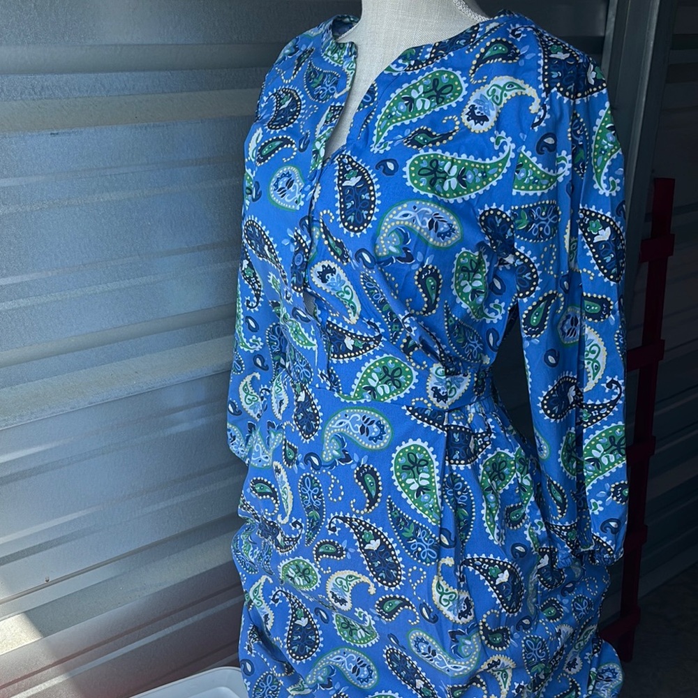 Blue and Green Paisley Dress